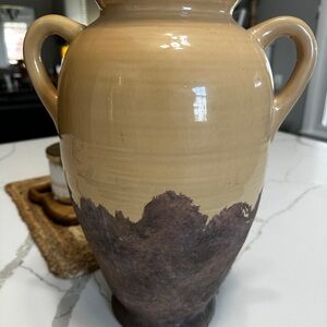 Two-Tone Ceramic Vase with Handles